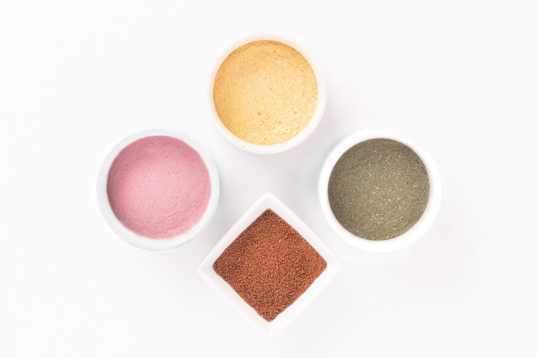 Colorful ingredients used in the Modere Axis Phytos product line.